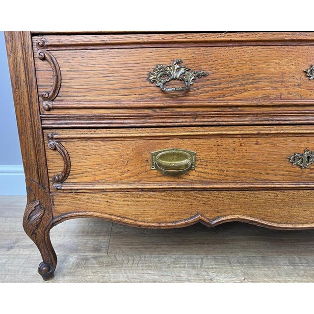 Antique French Oak Marble Top Chest of Drawers For Sale - Image 6 of 16