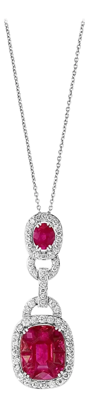 3.5 Carat Natural Burma Ruby and Diamond Pendant or Necklace in 18 Karat Gold