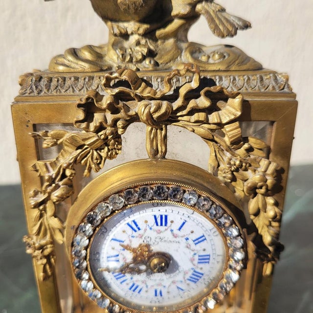 Louis XVI Style Bronze and White Marble Clock, 19th Century For Sale - Image 4 of 14