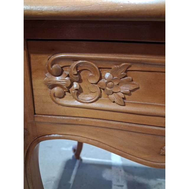 Mid 20th Century Pair of French Provincial Louis XV Style Bedside Tables With Carved Aprons & Gallery Backs For Sale - Image 4 of 7