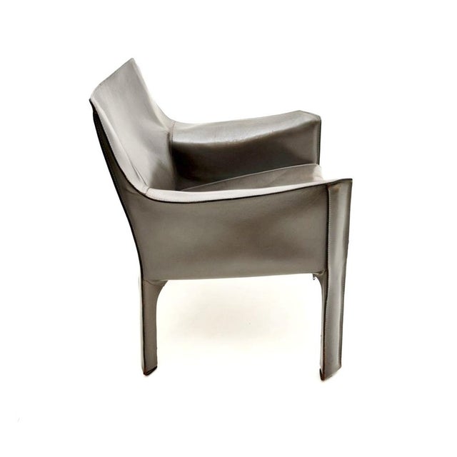 Mid-Century Modern Vintage Italian Leather Cab Armchair attributed to Mario Bellini for Cassina, 1970s For Sale - Image 3 of 8