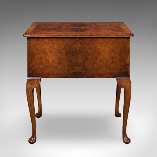 Quality Vintage Georgian Revival Lowboy, English, Burr Walnut, Side, Hall Table For Sale - Image 4 of 12