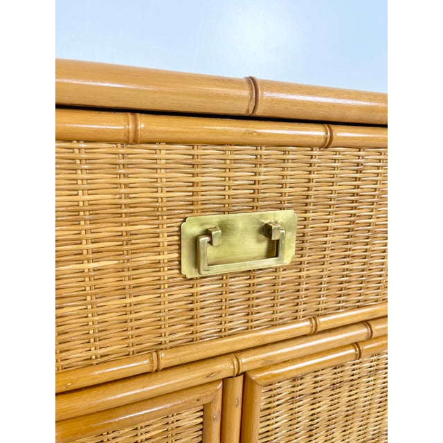Vintage Campaign Style Faux Bamboo Wicker Chest of Drawers For Sale - Image 10 of 12