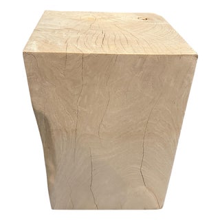 Andrianna Shamaris St. Barts Bleached Teak Wood Side Table For Sale