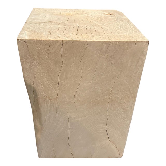 Andrianna Shamaris St. Barts Bleached Teak Wood Side Table For Sale
