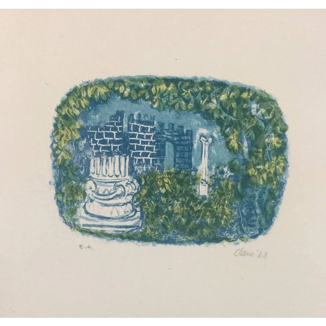 Landscape with Tower and Columns - Original Lithograph by Antoni Clavé - 1943 1943 For Sale - Image 3 of 3