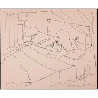 Mino Maccari, In Good Company, 1960s, Ink Drawing on Paper For Sale