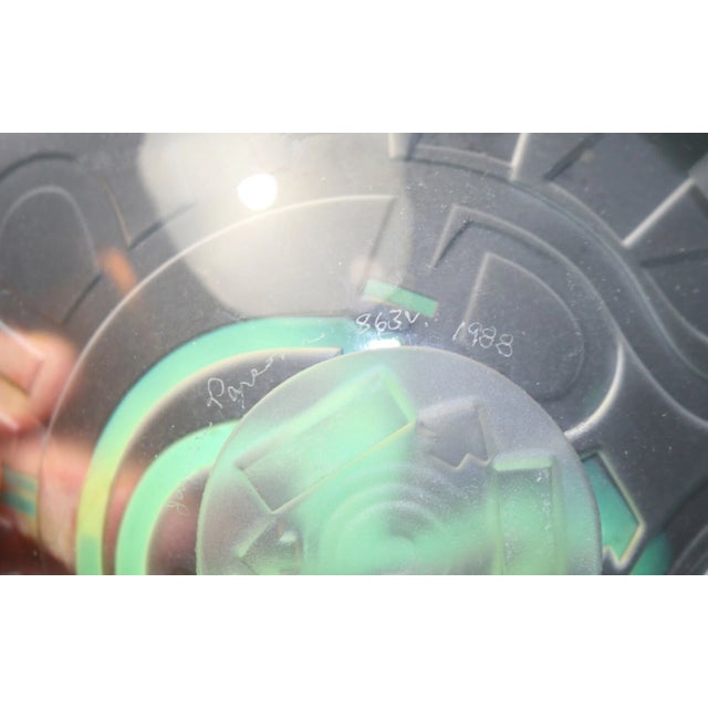 Vintage 88 Blown James Parsons Relief Art Deco Art Studio Glass Centerpiece Bowl For Sale - Image 11 of 12