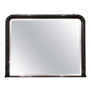 Large Arch-Top Ebonized Beveled Wall or Hall Mirror (H 49 5/8 X W 64 1/4)