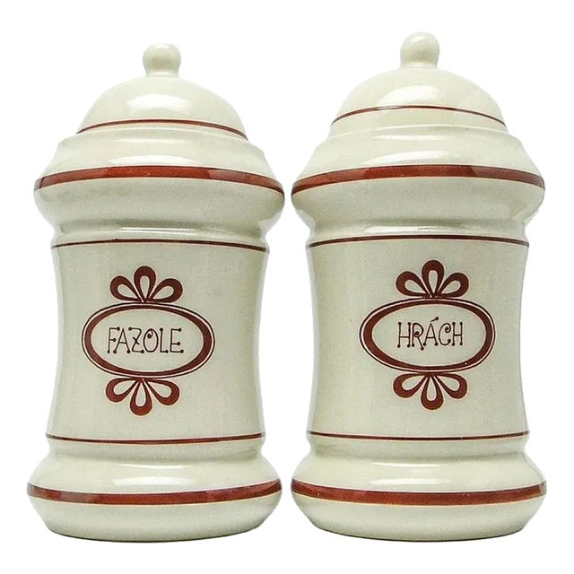 Art Deco Grains Container, Czechoslovakia, 1950s, Set of 2 For Sale