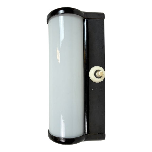 Industrial Brown Bakelite Wall Light with Milk Glass Shade from Elektrosvit, 1950s For Sale