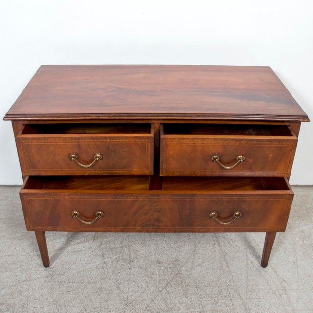 Late 19th Century French Louis XVI Style Walnut Commode Sauteuse With Fruitwood Marquetry For Sale - Image 4 of 14