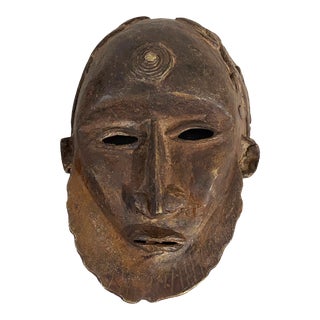 Rare African Dogon Bronze Mask Mali 6.5" H For Sale