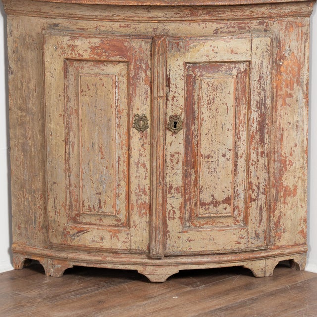 19th Century Swedish Original Painted Pine Corner Cabinet For Sale - Image 10 of 14