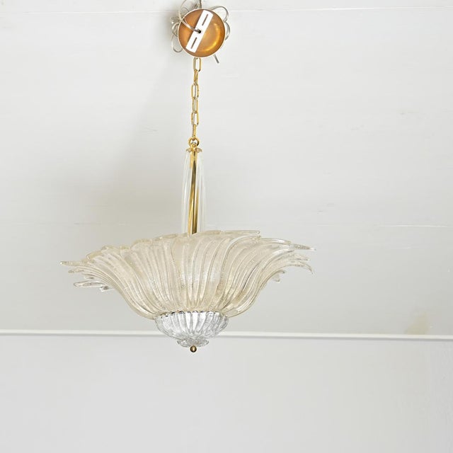 A vintage Italian Murano glass flush-mount light fixture, mid-century/Hollywood Regency in style, adapted more recently by...