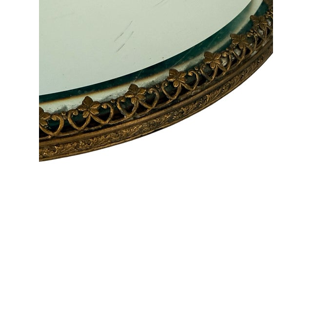Metal Late 19th Century French Ormolu Putti Plateau Mirror Tray For Sale - Image 7 of 8