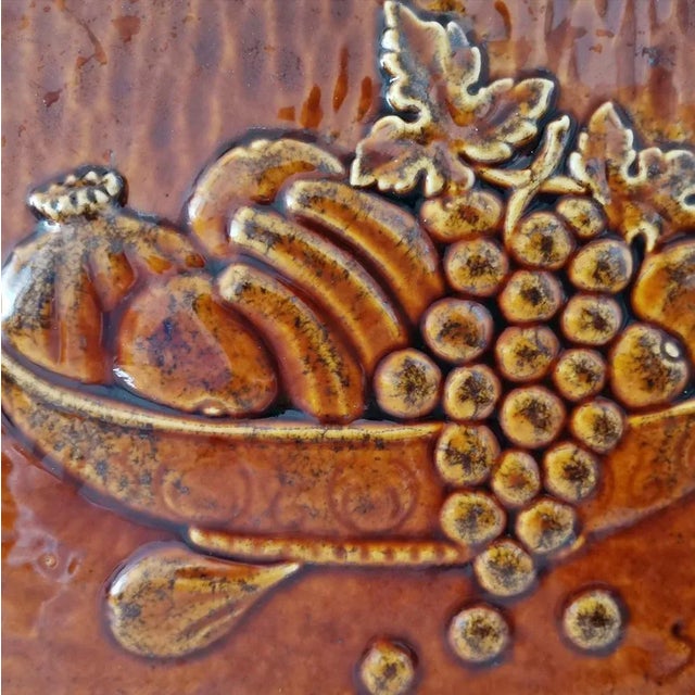 Mid-Century Large Spanish Glazed Terracota Ceramic Natur Morte Art Tile, 1950s For Sale - Image 6 of 9