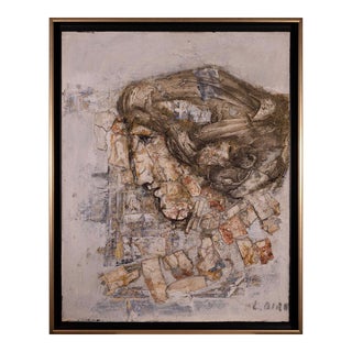Ljubo Biro Untitled Woman in Profile Signed Acrylic Painting on Masonite 1960s For Sale