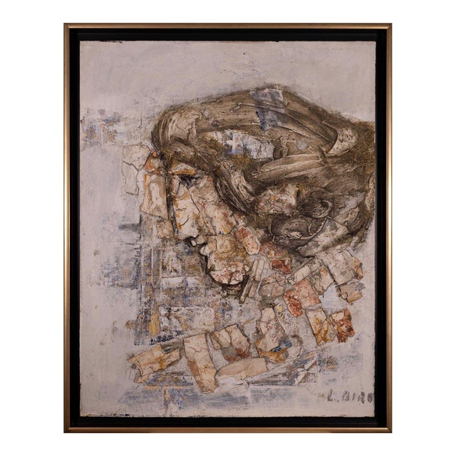 Ljubo Biro Untitled Woman in Profile Signed Acrylic Painting on Masonite 1960s For Sale