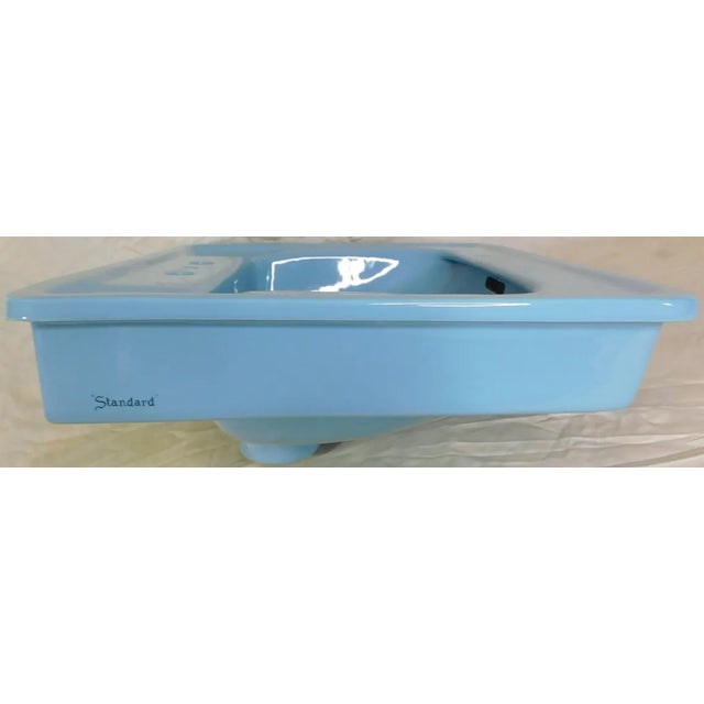1965 Vintage Unused "Standard" Regency Blue Vitreous China Rectangle Drop-in Sink For Sale In Portland, ME - Image 6 of 15