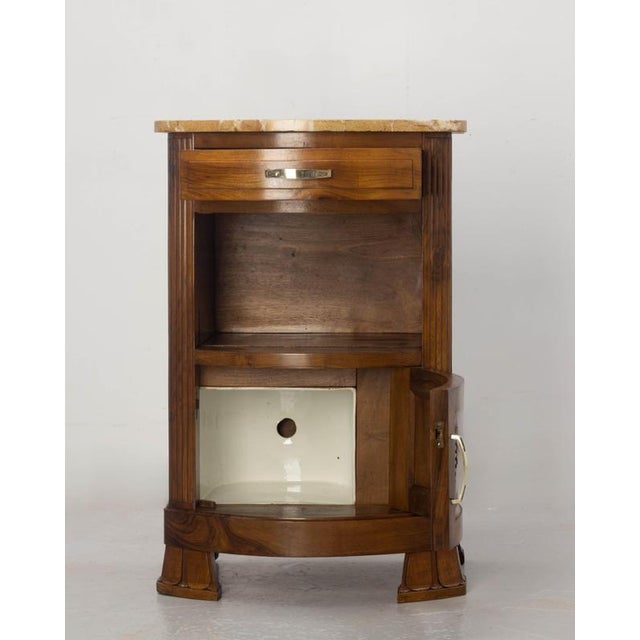 French Walnut, Marble and Bronze Nightstand, 1920 For Sale - Image 10 of 11