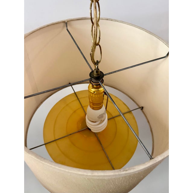 Linen 1970s Hollywood Regency Faux Bamboo Pendant Lighting - a Pair For Sale - Image 8 of 10