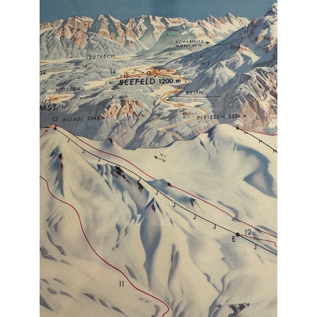 1964 Innsbruck Austria Winter Olympics Poster Heinrich Berann Panorama Map For Sale - Image 4 of 12