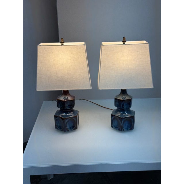 Ceramic Einar Johansen for Søholm Vintage Ceramic Table Lamps, Pair For Sale - Image 7 of 12