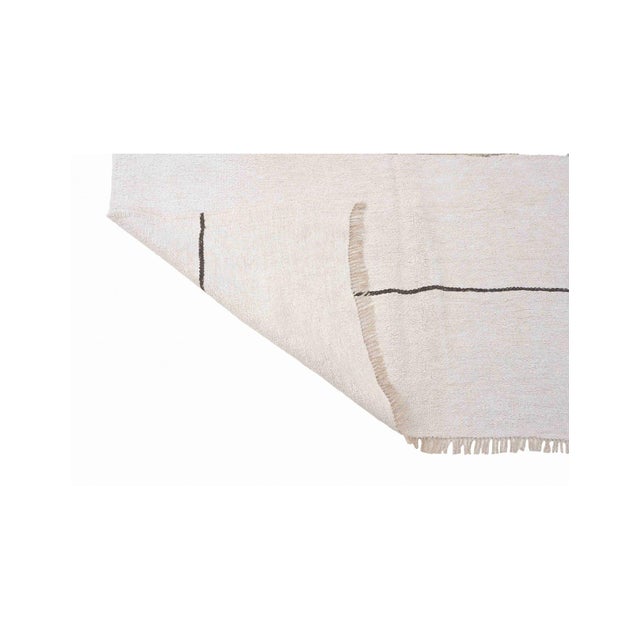 1960s White Black Vintage Hemp Rug - 4`11" X 10`2" For Sale - Image 5 of 6