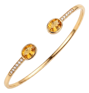 Natural Citrine Stackable Cuff Bangle - Dainty Minimalist Open Cuff Bangle Bracelet