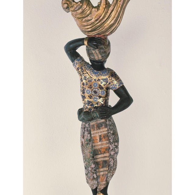 Pair of Venetian Blackamoor Figurines, Italy Circa 1920 For Sale - Image 10 of 14
