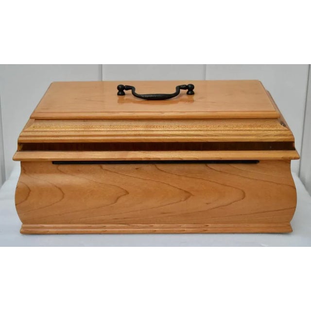 1990s Korean Maple Traditional Jewelry Box with Fitted Interior and Inlaid Rosewood For Sale - Image 11 of 13