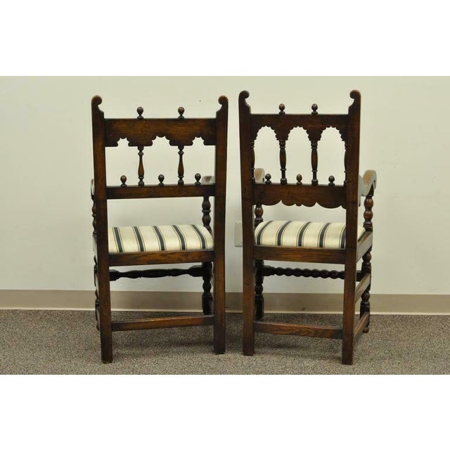 1930s Vintage Carved Oak Wood Jacobean Gothic Style Dining Room