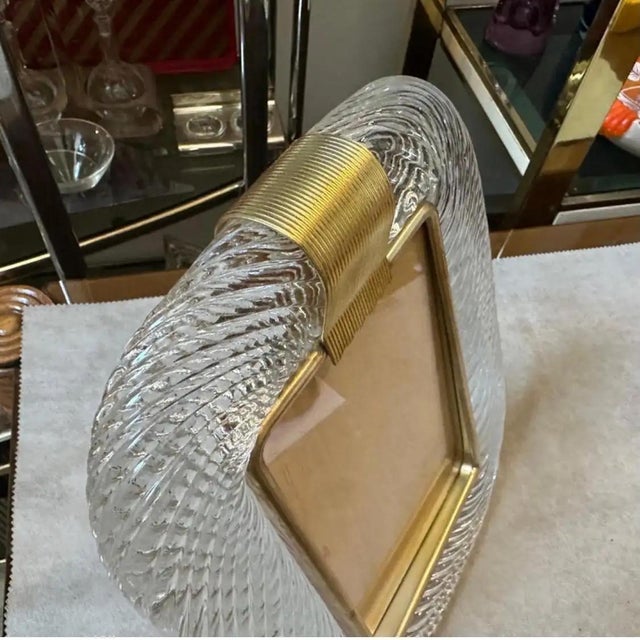 A clear Murano glass picture frame designed and manufactured in Venice in the style of Barovier, it's in lovely condition....