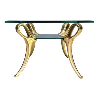 Brass and Glass Coffee Table, 1970s For Sale