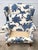 Traditional Vintage Batik Style Floral Print Wingback Chair For Sale - Image 3 of 12