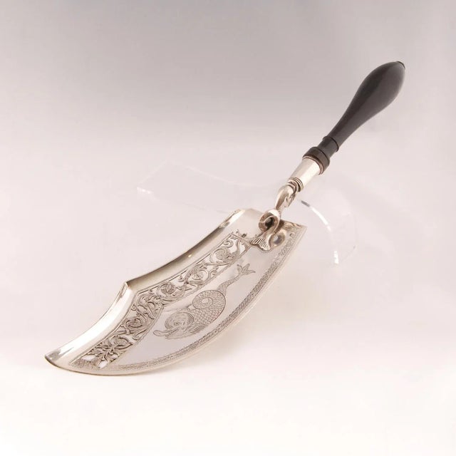 Antique Silver Tableware French Napoleonic Silver Sterling Flatware Empire Fish Slice For Sale - Image 10 of 10