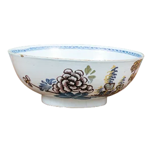 Antique 18th Century Delft Faience Punch Bowl