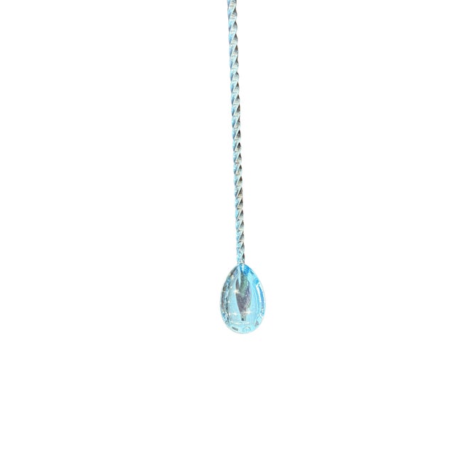 English Mid 20th Century Hôtel Silver Twisted Cocktail Stirrer For Sale - Image 3 of 3
