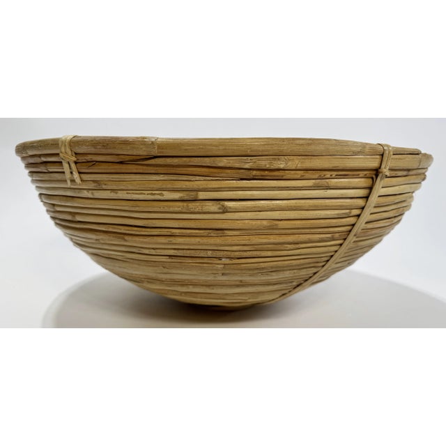 Vintage Oversized Coiled Pencil Reed Bowl For Sale - Image 10 of 11