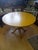 Wood Vintage Round Lacquered Wood Table with Brass Feet, Base, 1950s For Sale - Image 7 of 10