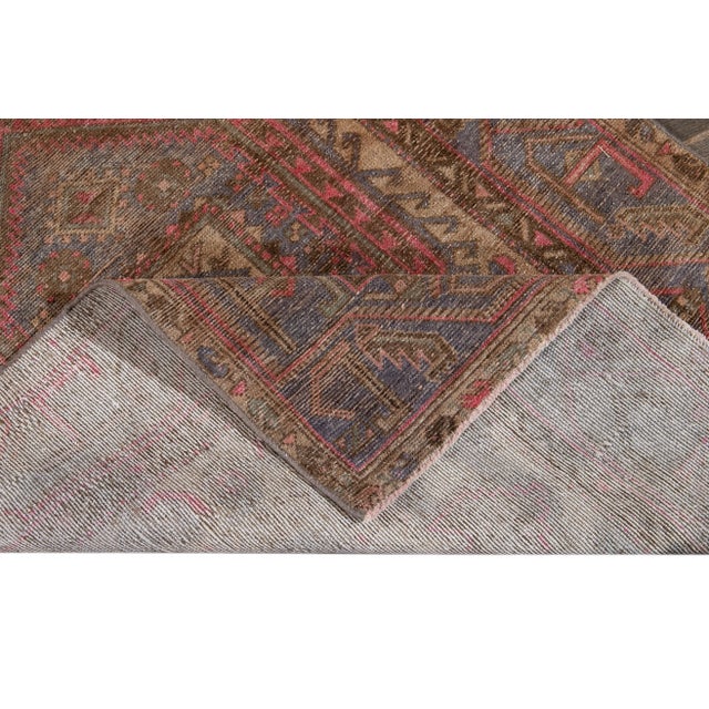 Traditional Vintage Malayer Persian Handmade Tan Medallion Wool Runner For Sale - Image 3 of 12