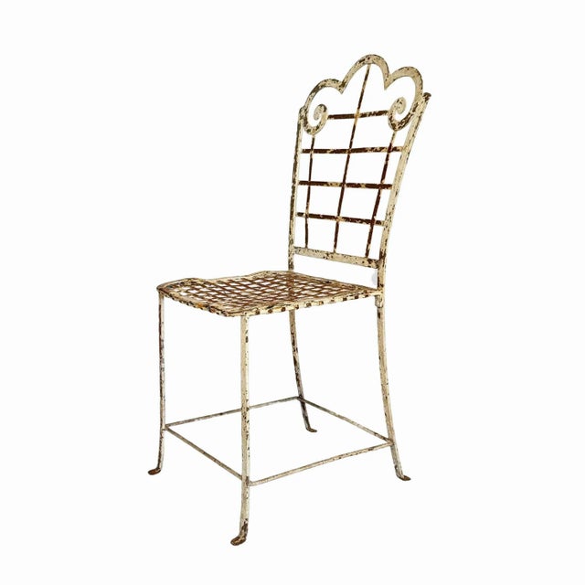 Boho Chic Antique Wrought Iron Garden Chair For Sale - Image 3 of 7