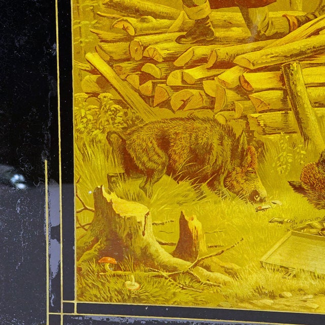 1900 - 1909 Antique Print With Humoristic Scene Featuring Wild Boars and a Painter For Sale - Image 5 of 8