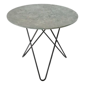 Grey Marble and Black Steel Dining O Table by OxDenmarq