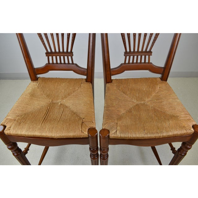 Ethan Allen Country French Collection Wheat Sheaf Back Rush Seat