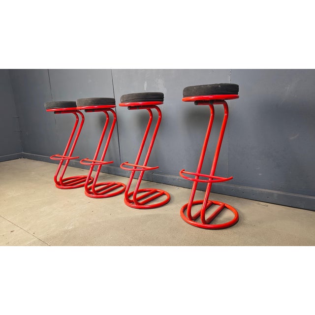 Black Vintage Bar Stools, 1980s, Set of 4 For Sale - Image 8 of 13
