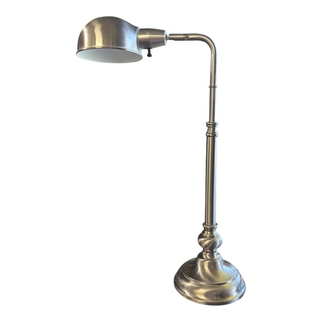 Contemporary Brushed Nickel Pharmacy-Style Adjustable Desk Lamp For Sale
