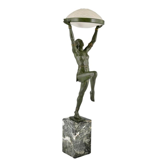 Art Deco Lamp with Dancer by Max Le Verrier, 1930s For Sale - Image 9 of 12