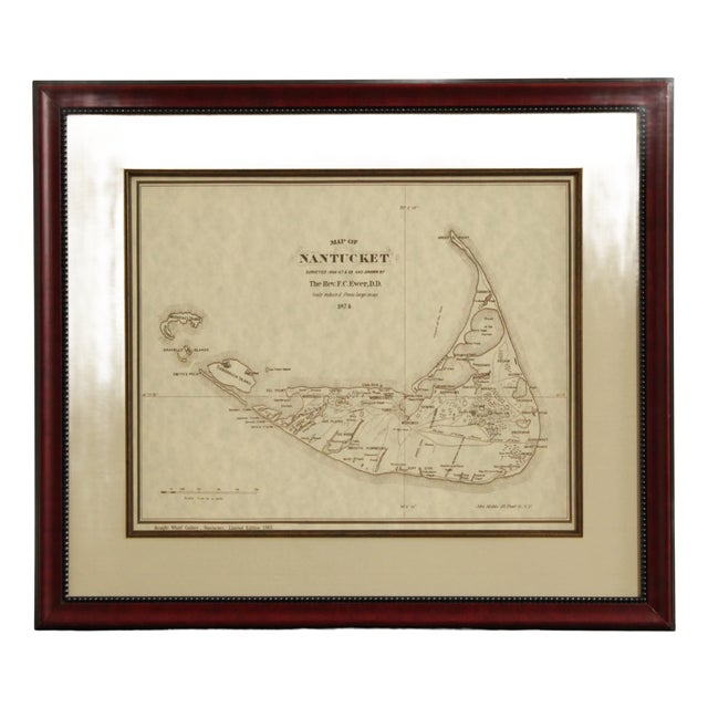 Framed Limited Edition 1874 Map of Nantucket For Sale